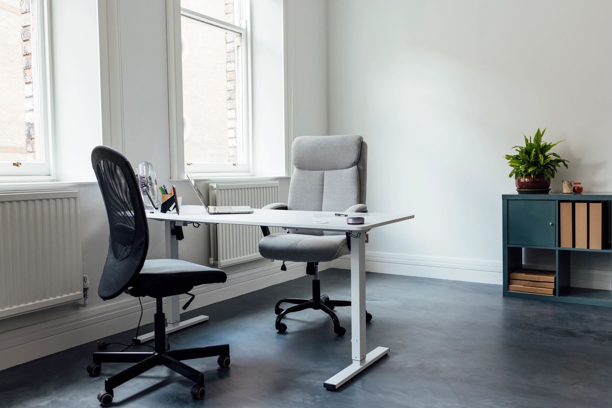 Modern desk setup with office technology