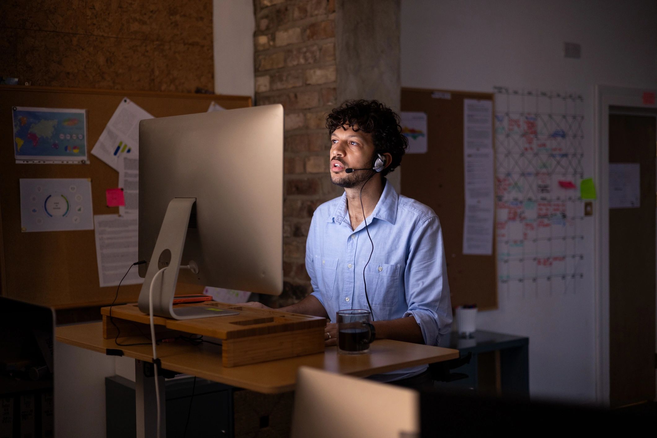 Technology editor working at a modern desk