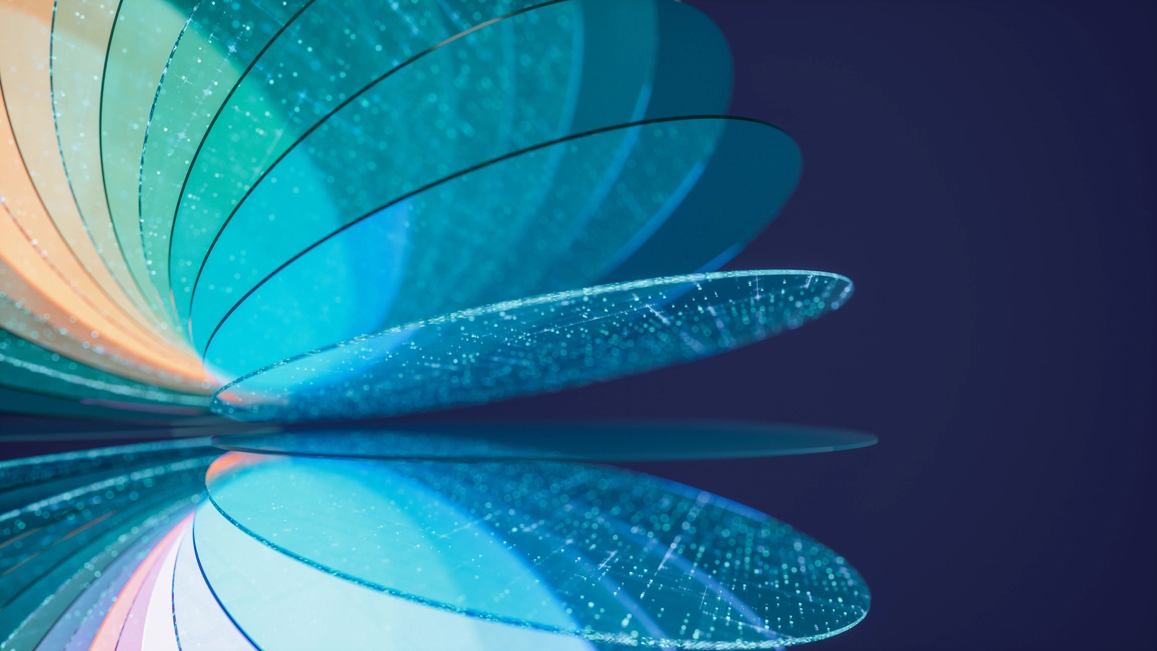 Abstract technology data visualization in teal and silver tones